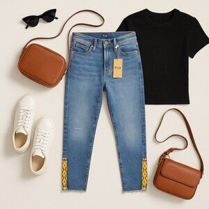 POLO RALPH LAUREN Storrie Wash Callen High Rise Slim Embellished Slit Jeans